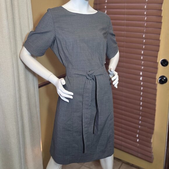LANDS' END  Gray  Belted Short Sleeved Dress Size 14 - Picture 1 of 12